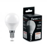 Изображение Лампа светодиодная LED 6вт Е14 дневной матовый шар Feron.PRO OSRAM 38067 