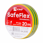 Изображение Изолента ПВХ 19мм (рул.20м) желт./зел. SafeFlex EKF plc-iz-sf-yg 