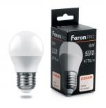 Изображение Лампа светодиодная LED 6вт Е27 белый матовый шар Feron.PRO OSRAM 38069 