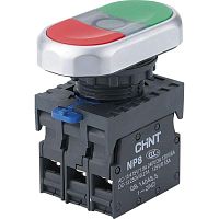 Изображение Кнопка двойная NP8-11SD/3 AC110-230В(LED) 2НЗ IP65 (R) зел. CHINT 667630 