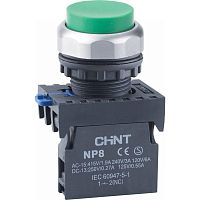 Изображение Кнопка управления выступающая NP8-02GN/3 без подстветки самовозв. 2НЗ IP65 (R) зел. CHINT 667294 