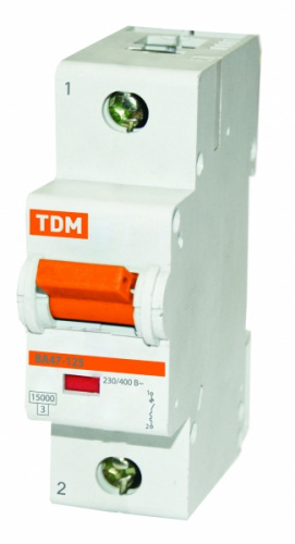 Изображение Автомат  TDM ELECTRIC ВА 47-125  1Р  125А  тип D  15кА  на DIN-рейку  SQ0208-0012 
