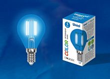 Изображение Лампа светодиодная LED-G45-5W/BLUE/E14 GLA02BL форма "шар" Air color син. упак. картон Uniel UL-00002989 