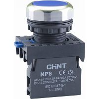 Изображение Кнопка управления NP8-21BN/6 без подсветки самовозв. 2НО+1НЗ IP65 (R) син. CHINT 368589 