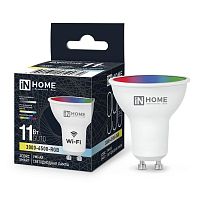 Изображение Лампа светодиодная LED-JCDRC-RGBW-SMART 11Вт 3000-6500К GU10 990лм 230В димм. IN HOME 4690612050072 
