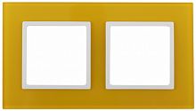 Изображение ЭРА 14-5102-21 Рамка на 2 поста, стекло, Elegance, жёлтый+бел Б0034494 