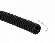 Изображение Труба гофрированная ПВХ d32мм с протяжкой черн. (уп.50м) Plast EKF tg-z-32-50-black 