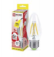 Изображение Лампа светодиодная LED-СВЕЧА-deco 5Вт 230В E27 3000К 450Лм прозр. IN HOME 4690612007588 