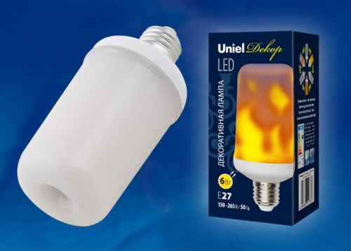 Изображение Лампа светодиодная LED-L60-6W-FLAME-E27-FR PLD01WH декоратив. матов. картон. Uniel UL-00003360 