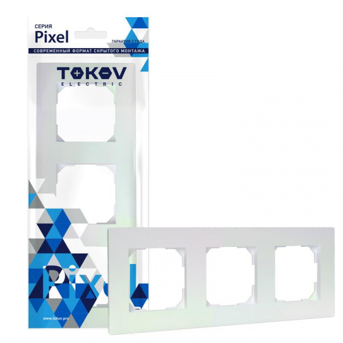 Изображение Рамка 3-м Pixel универс. перламутр. TOKOV ELECTRIC TKE-PX-RM3-C04 