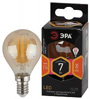 Изображение Лампа светодиодная филаментная F-LED P45-7W-827-E14 gold P45 7Вт шар зол. E14 тепл. бел. ЭРА Б0047016 