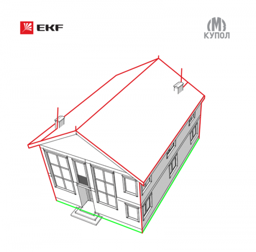 Изображение Комплект молниезащиты частного дома габ. 15х18м PROxima EKF lp-15x18 