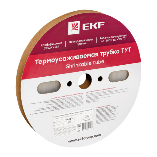 Изображение Трубка термоусадочная ТУТ 12/6 прозр. PROxima (уп.50м) EKF tut-12-tr 