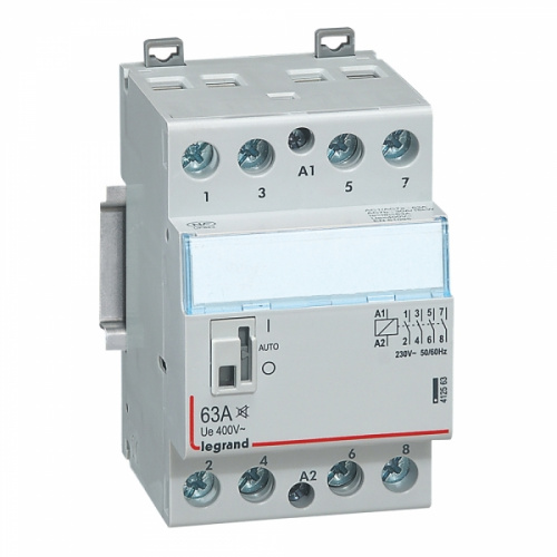 Изображение Контактор 230V 4НО 63А бесшумный с ручкой управления CX3  412563 