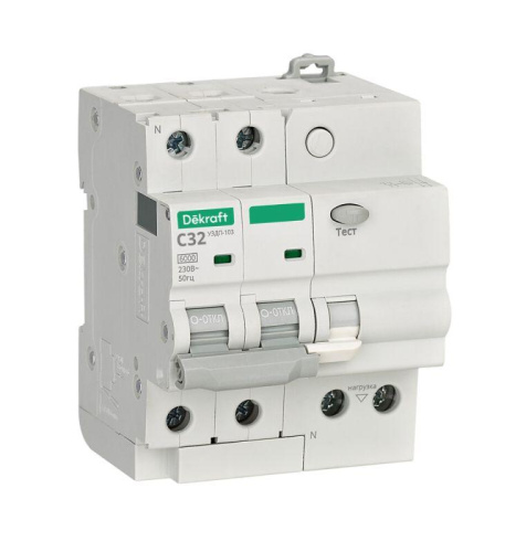Устройство защиты от дугового пробоя 2п 32А УЗДП-103 6кА DEKraft 19092DEK Изображение Устройство защиты от дугового пробоя 2п 32А УЗДП-103 6кА DEKraft 19092DEK
