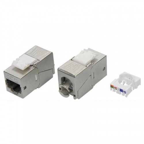 Изображение Модуль Keystone RJ45 CAT5E экранир. 90град. (форм-фактор S19) серебр. DKC RNK5EF90TL 