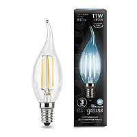 Изображение Лампа светодиодная LED-11Вт E14 750lm 4100K Filament Свеча на ветру Gauss  104801211 