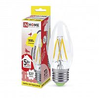 Изображение Лампа светодиодная LED-свеча-deco 5Вт 230В E14 4000К 450Лм прозрачная IN HOME 4690612007571 