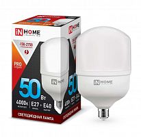 Изображение Лампа светодиодная LED-HP-PRO 50Вт 230В 4000К E27 4500Лм с адаптером IN HOME 4690612031118 