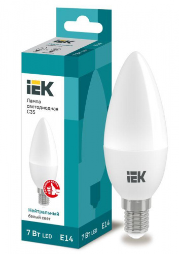 Изображение Лампа светодиодная ECO C35 свеча 7Вт 230В 4000К E14  LLE-C35-7-230-40-E14 
