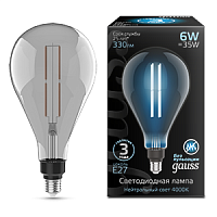 Изображение Лампа светодиодная LED-6W E27 290*160mm Gray 330lm 4000K Vintage Filament Straight PS160 Gauss 179802205 