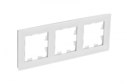 Изображение Рамка 3 поста Systeme Electric ATLASDESIGN NATURE, натуральное стекло, белый 