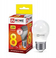 Изображение Лампа светодиодная LED-ШАР-VC 8Вт 230В E27 3000К 720лм IN HOME 4690612020563 