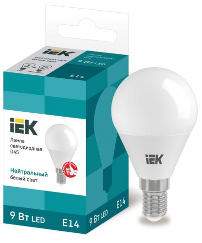 Изображение Лампа светодиодная LED 9вт Е14 белый матовый шар ECO LLE-G45-9-230-40-E14 