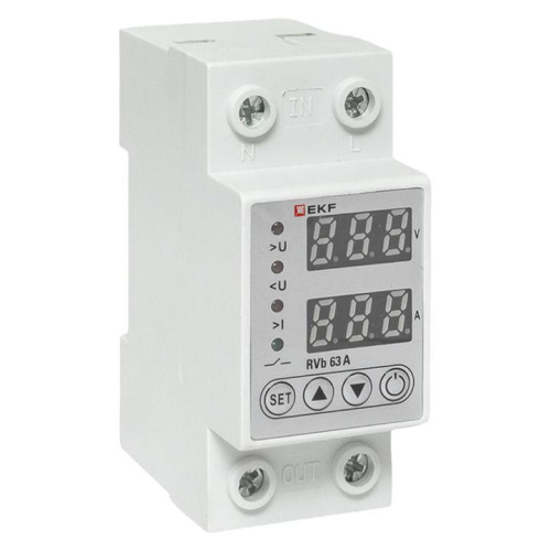 Изображение Реле напряжения и тока с дисп. RVb 63A EKF rvb-m63a 