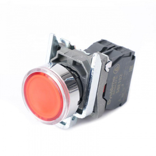 Изображение Кнопка модульная SB4 с подсветкой в сборе 22мм металл 24ВDC 1НЗ красн. SE SB4BW34B2 