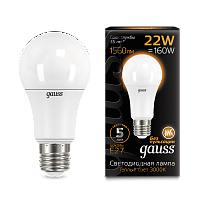 Изображение Лампа светодиодная LED 22Вт E27 3000K A70 Gauss  102502122 