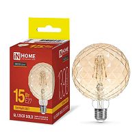 Изображение Лампа светодиодная филаментная LED-GL125CR-deco gold кристалл золотистая 15Вт 230В E27 3000К 1390лм IN HOME 4690612056098 