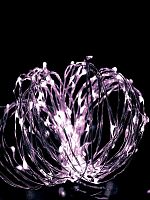 Изображение Гирлянда светодиодная "Розовые нити" 10м 100LED в виде капель 220В с трансформатором КОСМОС KOCNL-EL150_pink 