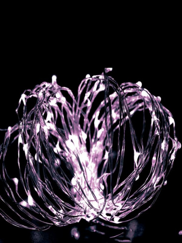 Изображение Гирлянда светодиодная "Розовые нити" 10м 100LED в виде капель 220В с трансформатором КОСМОС KOCNL-EL150_pink 