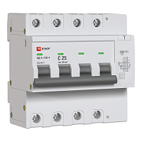 Изображение Выключатель автоматический дифференциального тока C 25А 100мА тип AC 6кА АД-4  (электрон.) защита 270В PROxima EKF DA4-6-25-100-pro 