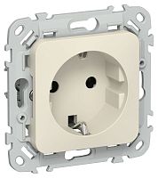 Изображение Розетка СП FLITE РС11-1-ФлСл 16А с заземл. без защ. шторок безвинтовое крепление механизм сливочный IEK FI-R11-16-1-K86 