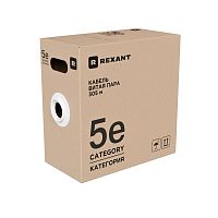 Изображение Кабель витая пара U/UTP кат.5E 4PR 24AWG PE OUTDOOR SOLID LIGHT черн. РФ (305м) Rexant 01-0054-R 