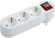 Изображение Разветвитель 3-м 16А IP20 Т-01/03В 2P+PE с выкл. бел. IEK WTP10-16-03-ZK-K01 