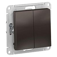 Изображение Выключатель 2-клавишный кнопочный Systeme Electric ATLASDESIGN, скрытый монтаж, мокко  ATN000617 