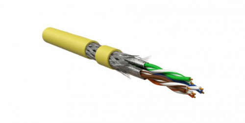 Изображение Кабель для сетей Industrial Ethernet ISFTP4-C6A-P26/7-PU-YL кат. 6А 4х2х26 AWG многопроволочные жилы (patch) S/FTP PU желт. (уп.500 м) Hyperline 444014 