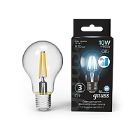 Изображение Лампа светодиодная LED 10Вт E27 4100К Filament A60 step dimmable Gauss 102802210-S 