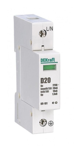 Изображение Ограничитель перенапряжения ОП-101 1п 20кА D 275В DEKraft 18013DEK 