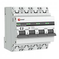 Изображение Автомат  EKF ВА 47-63  4Р  2А  тип C  5кА  на DIN-рейку  mcb4763-4-02C-pro 