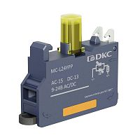 Изображение Блок контактный с клеммным безвинтовым зажимом со светодиодом на 9-24В желт. DKC MC-L24YPP 