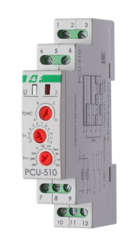 Изображение Реле времени PCU-510 2х8А 230В 2 перекл. IP20 многофункц. монтаж на DIN-рейке F&F EA02.001.009 