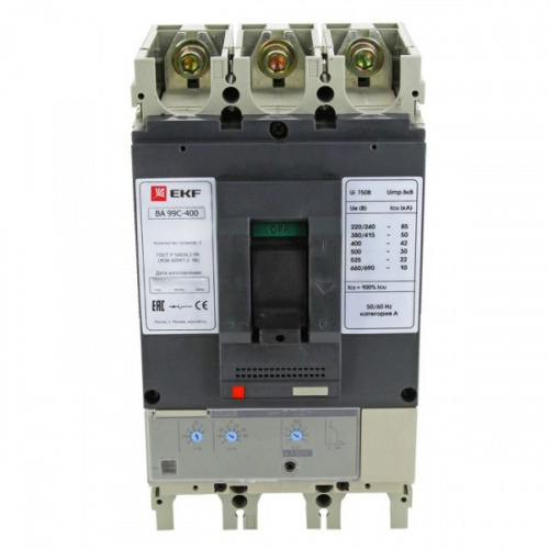 Изображение Силовой автомат. выкл. 3P Iu=315А уставка тока расцеп.:126А 45кА IP30 EKF  mccb99C-400-315 