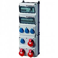 Изображение Комбинация розеток AMAXX 4хSCHUKO16А 3хСЕЕ16А5п с защитой IP44 225х650х209мм черн./сер. Mennekes 950003 