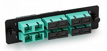 Изображение Панель FO-FPM-W120H32-6DSC-AQ для FO-19BX с 6 SC (duplex) адаптерами 12 волокон многомод. OM3/OM4 120х32мм адаптеры а аква (aqua) Hyperline 54208 