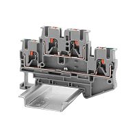 Изображение Клемма двухуровневая проходной уровень и заземление зажим push-in 4 точки подключения 2.5кв.мм DKC VPRTT-2.5-L-PE 