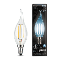 Изображение Лампа светодиодная 5вт Е14 белый прозрачная свеча на ветру FILAMENT  104801205 (упак.10 шт.) 